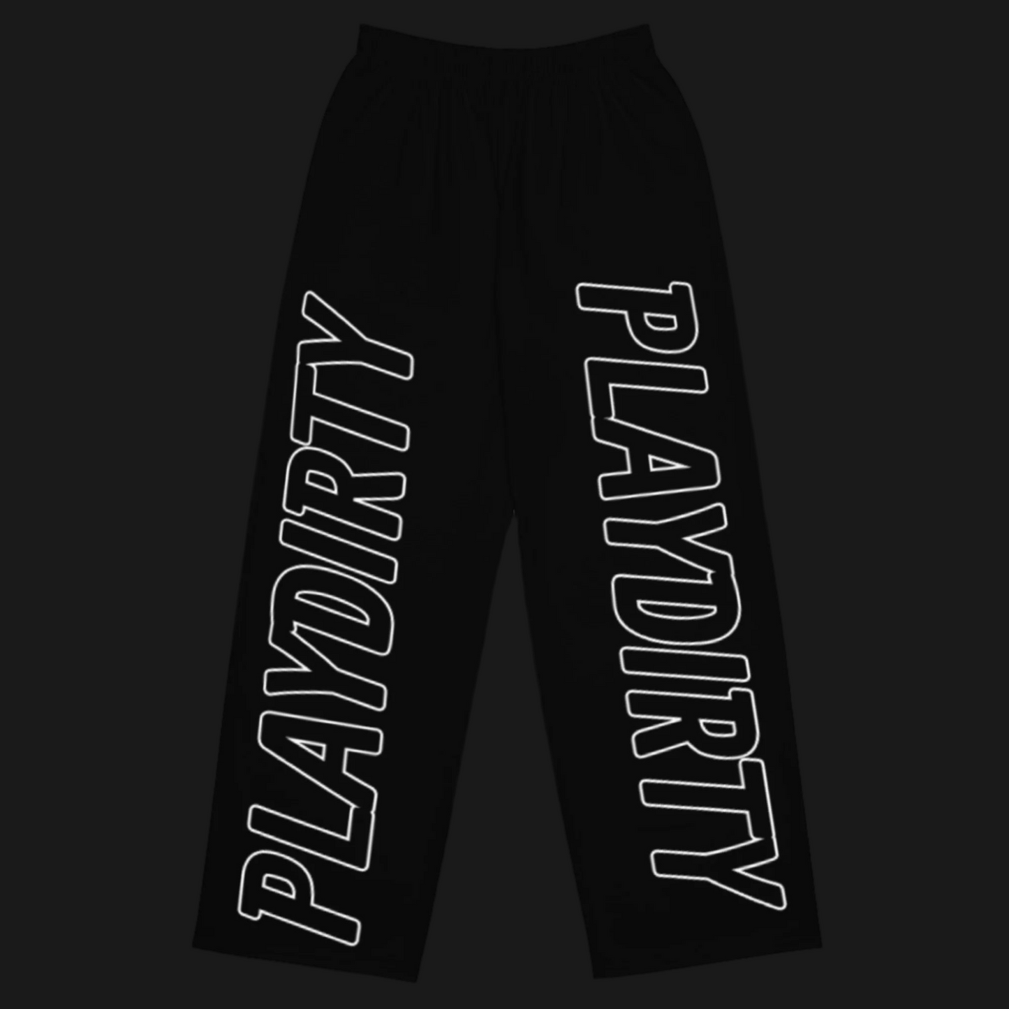 PLAYDIRTY TYPED WIDE LEG PANTS