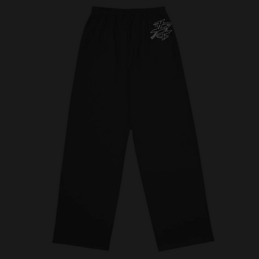PLAYDIRTY TYPED WIDE LEG PANTS