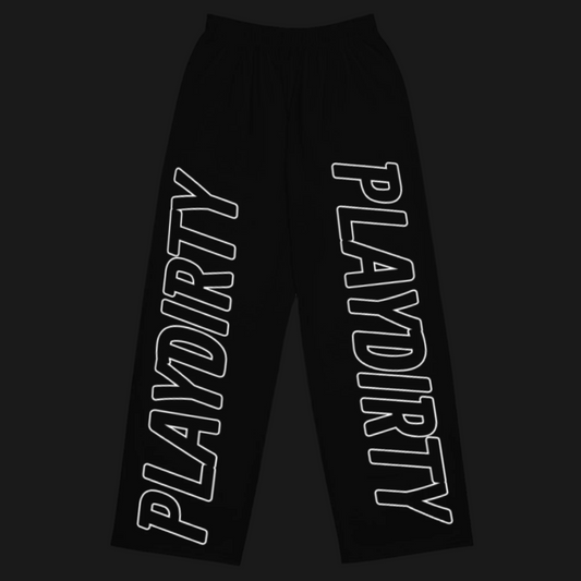 PLAYDIRTY TYPED WIDE LEG PANTS